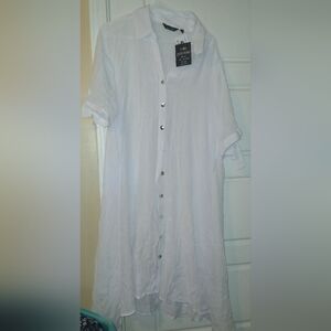 NWT Mlle Gabrielle 3XL White Button Down Shirt